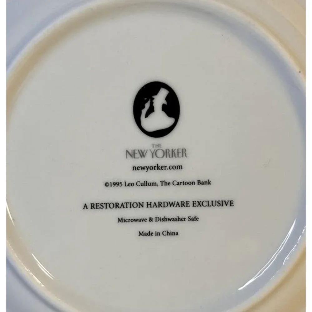 The New Yorker Restoration Hardware Wine Theme Cartoon Porcelain Salad Plate 8